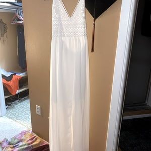 White Spaghetti Strap Criss cross open back maxi dress